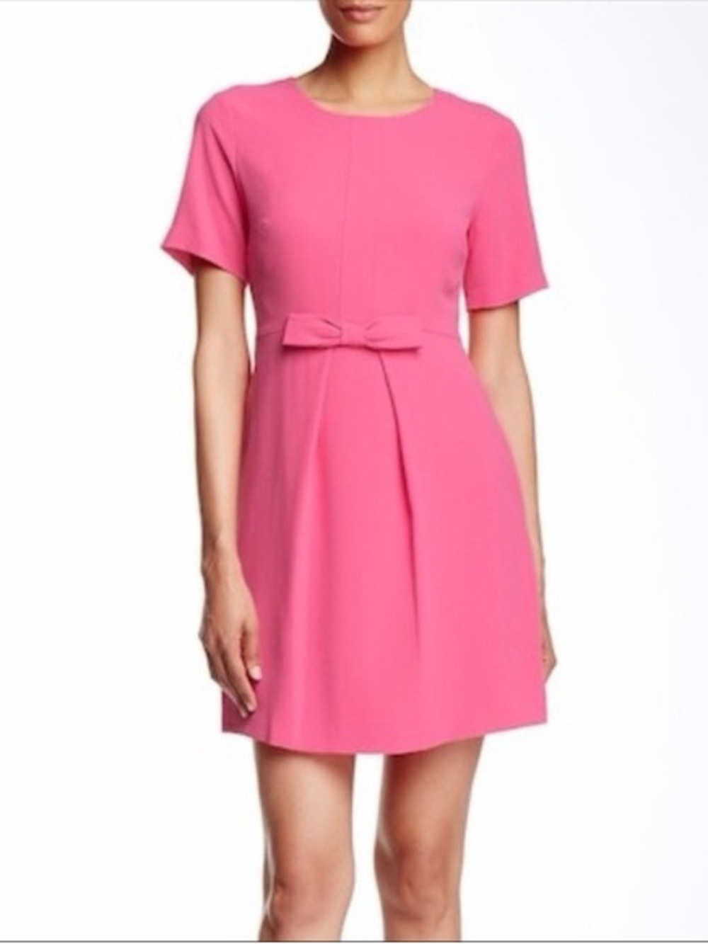CeCe Short Sleeve Bow Waist Dress in a vibrant candy pink, size 8